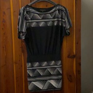 black/white print dress